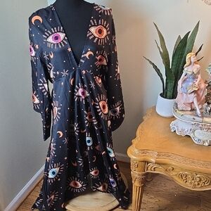 Coramoon Witchy Black Eye Print Dress